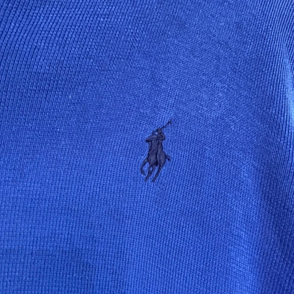 Polo Ralph Lauren Mens Blue Pima Cotton V-Neck Sweater